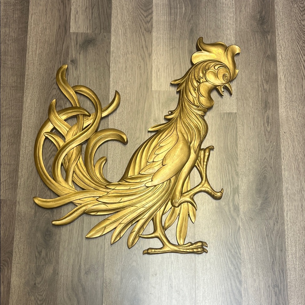 Vintage Wood Syroco Gold Rooster Wall Decor